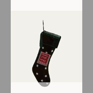 SUDHA PENNATHUR Santa Stop Here Please Beaded Velvet Stocking ($80) w/tax